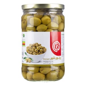 زیتون شور بدون هسته شیشه 630 گرم بیژن