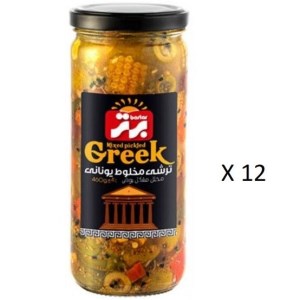 ترشی یونانی شیشه برتر 460گرم