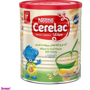 سرلاک گندم و تکه های میوه با عسل نستله قوطی 400گرم