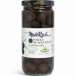 زیتون باهسته سیاه مهراد شیشه 500 گرم