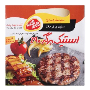 استیک برگر500 گرم 90 %گوشت شام شام4عددی