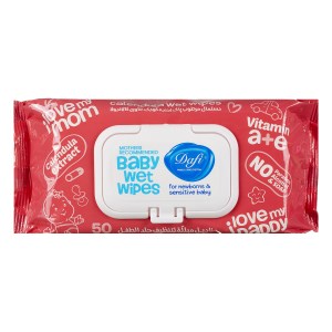 دستمال مرطوب دافی کودک کالاندولا صورتی و سبز 50 برگ