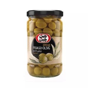 زیتون شور با هسته معمولی چین چین شیشه 680 گرم