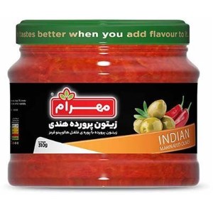 زیتون پرورده هندی شیشه مهراد 310 گرم