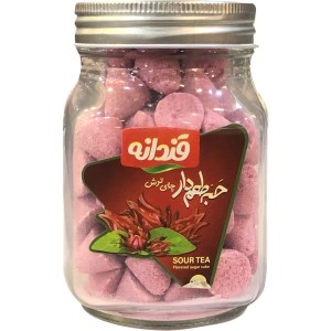 حبه قند طعم دار چای ترش قندانه شیشه 230 گرمی