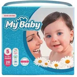 پوشک چسبی سایز 5 مای بیبی اکو 28 تایی (کانال دار)