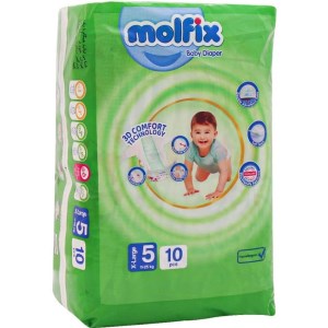 پوشک مولفیکس سایز 5خیلی بزرگ 10عددی