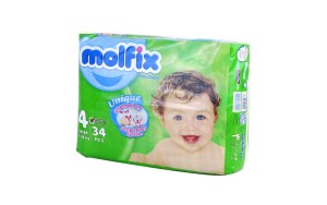 پوشک مولفیکس سایز4اقتصادی (3بعدی دوقلو)بزرگ 34عددی
