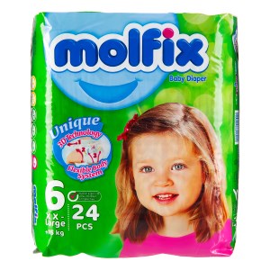 پوشک مولفیکس دوقلو اقتصادی سایز 6خیلی خیلی بزرگ 24عددی
