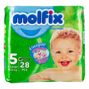 پوشک مولفیکس دوقلو اقتصادی سایز5خیلی بزرگ 28 عددی