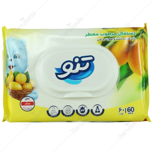 دستمال مرطوب دست وصورت تنو لیمو 60عددی