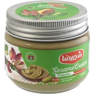 کرم کنجد پسته شیررضا شیشه 200 گرم