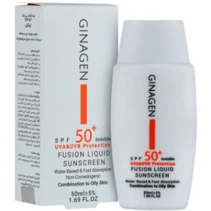 ضد افتاب بی رنگ ژیناژن spf 50پوست چرب