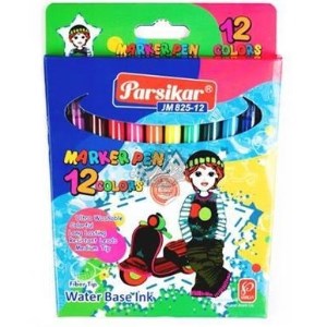ماژیک نقاشی 12 رنگ پارسیکار مقوایی نوک ابرنگی